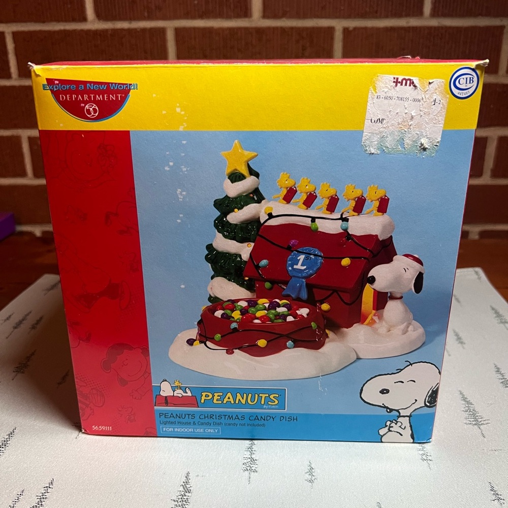 Department 56 Peanuts Christmas Snoopy & Woodstock Light up Candy Dish
